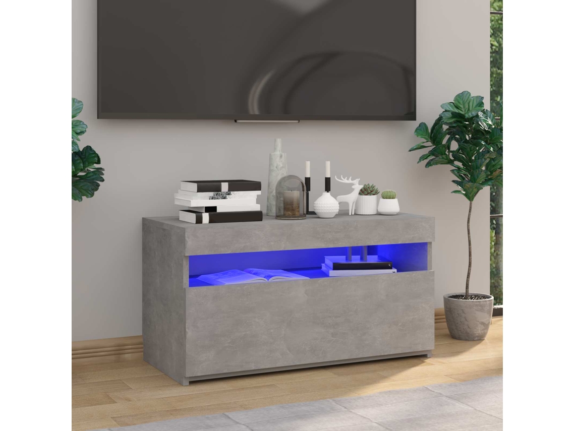 Vidaxl Móvel De Tv Com Luzes Led 75x35x40 Cm Cinzento Cimento