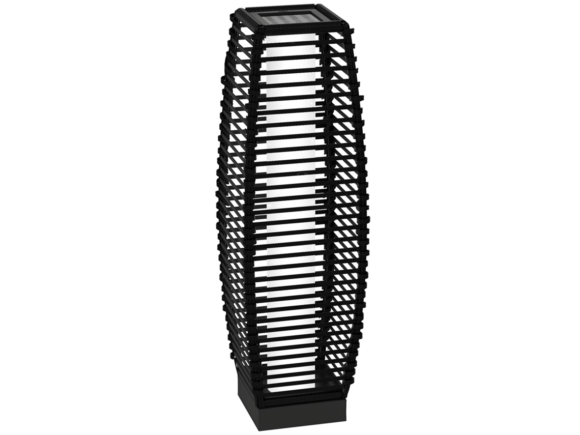 Lâmpada Solar de Jardim com Painel de recarga, aço e Rattan, 20x20x68 cm, preto BTFORUS