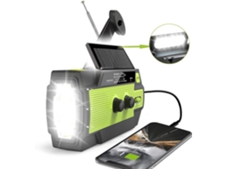 Rádio Portátil Bluetooth com Mecanismo de Corda, Manivela e Solar AQUAFORGE