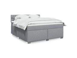 Vidaxl Cama Com Molas/colchão 180x200 Cm Tecido Cinzento-claro