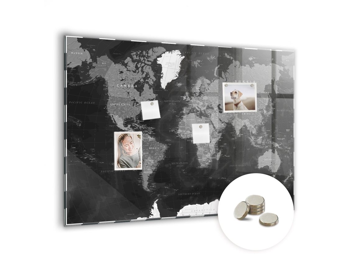 Quadro Magnético Mapa Mundi Preto Para A Cozinha Espelharte (100x70 Cm)