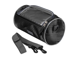 Bolsa Ciclismo Montada No Guiador Armazenamento Cilíndrica C/ Alça Ombro P/ Telefone Preta