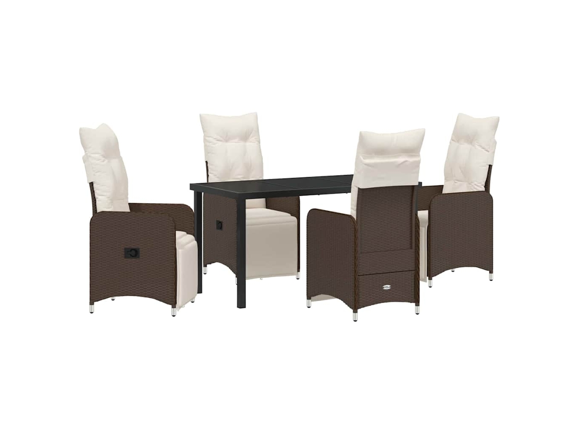 Conjunto de Jantar para Jardim 5 Pcs Castanho Vime Pe MAISON EXCLUSIVE