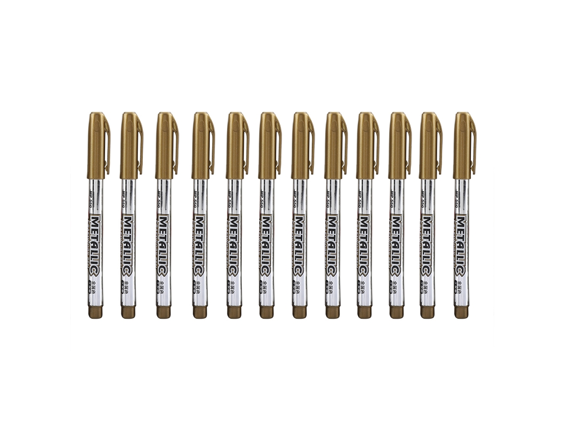 Pack de 12 Canetas de Marca Permanente LAXISCREED, para Cartões, Scrapbook e Diy, Cor Dourada