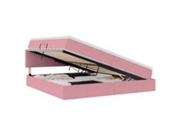 Maison Exclusive - Cama Com Arrumação E Led Com Colchão Rosa 200 X 200 Cm Veludo