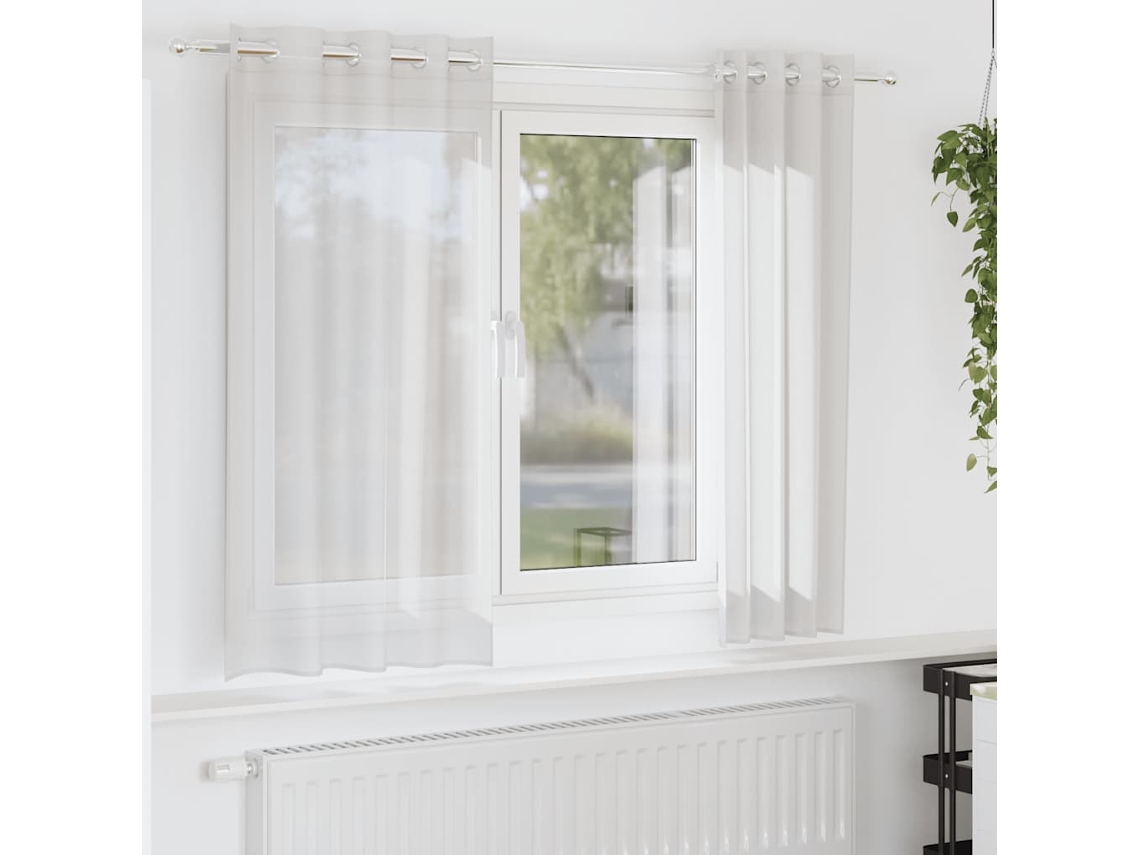 Vidaxl Cortinas De Voile Com Ilhós 2 Pcs Branco