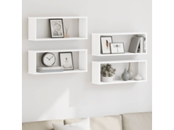 Vidaxl Prateleiras Parede Forma De Cubo 4 Pcs Derivados Madeira Branco
