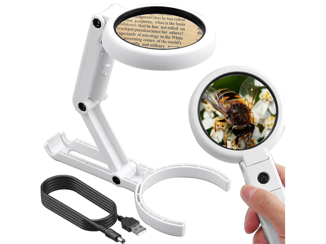 Lupa Dobrável Profissional 2 Em 1 Com 8 Luzes Led, Perfeita Para Leitura E Costura. Aquaforge