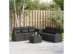 Vidaxl Conjunto De Sofás 8 Unid. Preto Rattan Poliéster E Aço