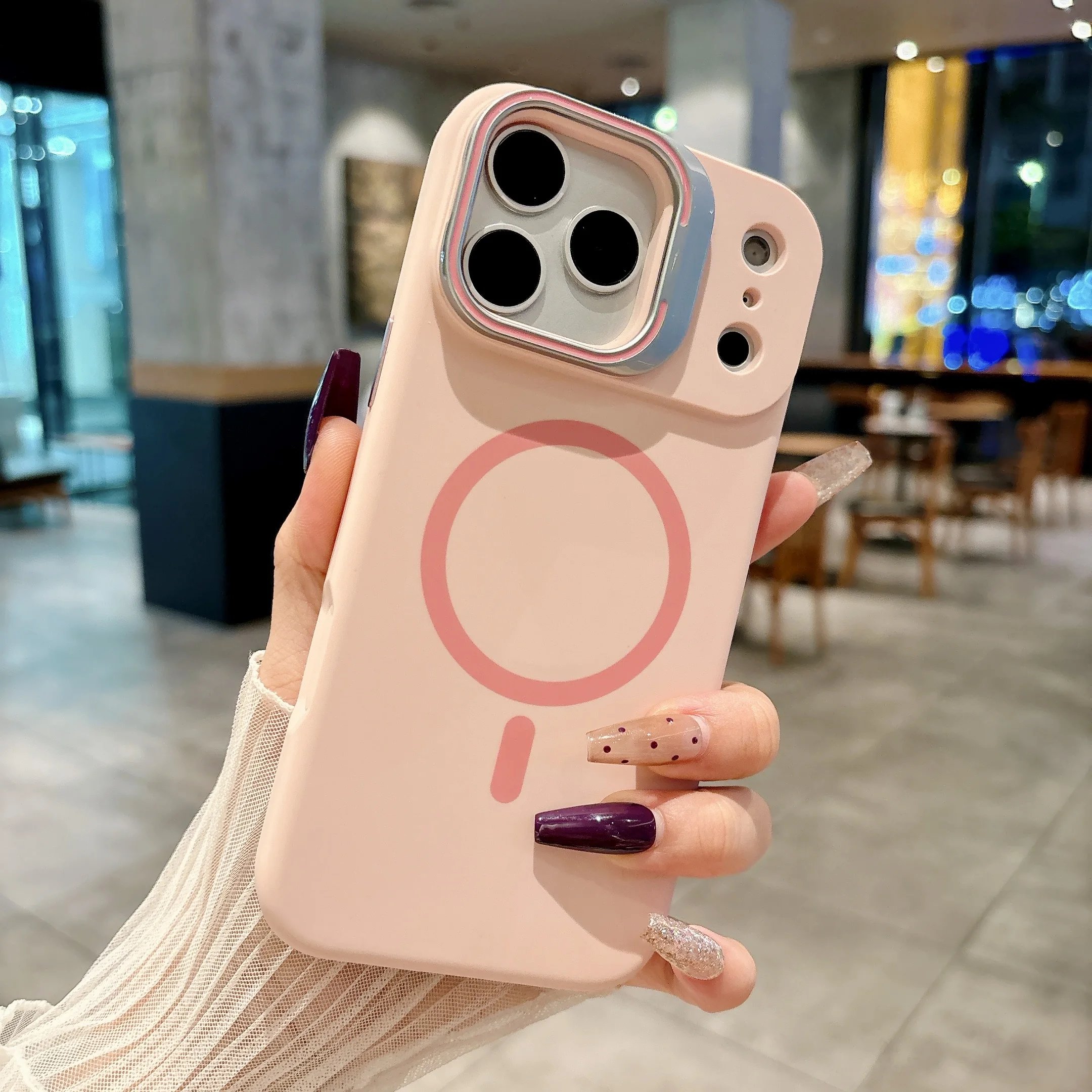 Capa Protetora Magsafe (rosa Para Iphone 12 Pro Max), Com Suporte Dobrável E Acabamento Fosco Magnético.