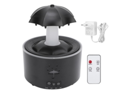 Umidificador Difusor de Óleo Essencial Guard chuva 300ml com Luz Led Timer Controle Remoto Preto Eu
