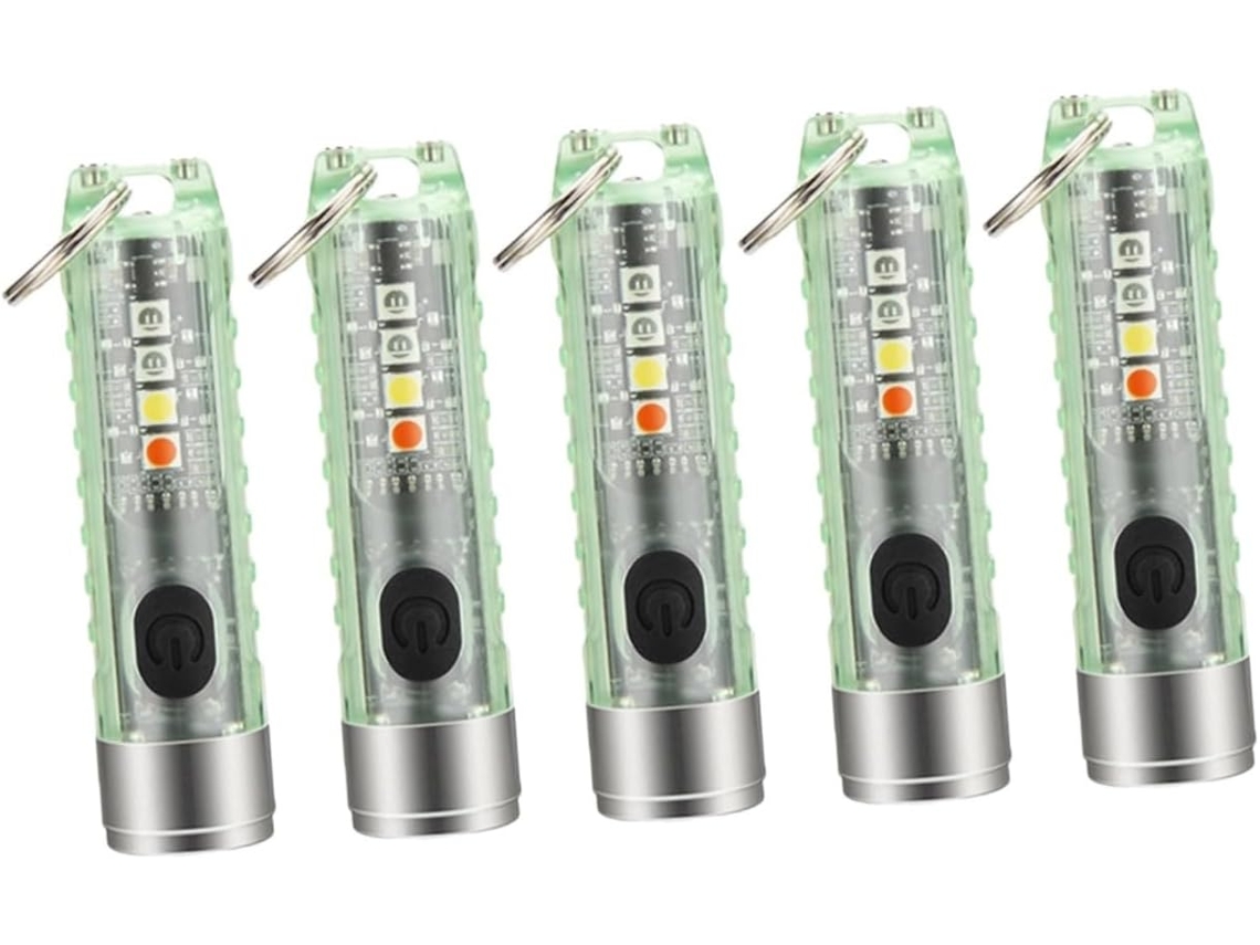 Conjunto De 5 Mini Lanternas De Led Recarregáveis Para Chaveiro, Práticas E À Prova D'água.
