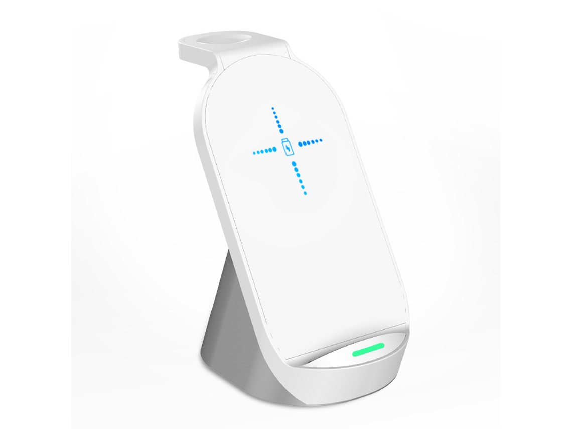Suporte De Carregador Sem Fio De 15 W, Base De Carregamento De Mesa 3 Em 1, Para Iphone, Apple Watch, Airpods, Branco