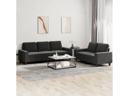 Vidaxl 2 Pcs Conjunto De Sofás Tecido Preto