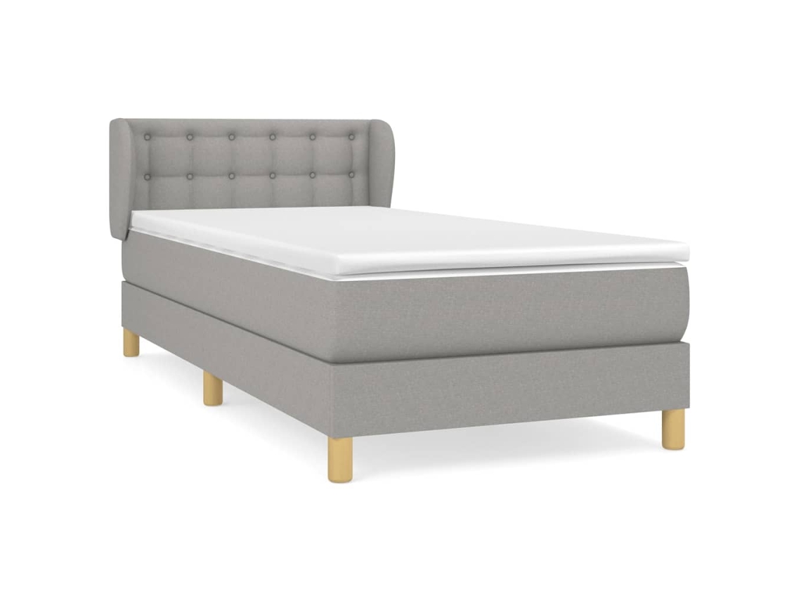 Cama com Molas e Colchão Tecido Cinzento Claro MAISON EXCLUSIVE (90x190 cm)