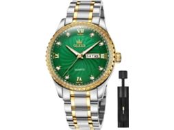 Lurelia Relógio Masculino, Data/calendário, Luminoso, Aço Inoxidável, Vidro Mineral, Resistente À Água 30m, Verde