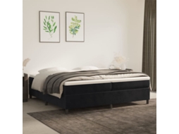 Cama Com Molas/colchão 200x200 Cm Veludo Preto