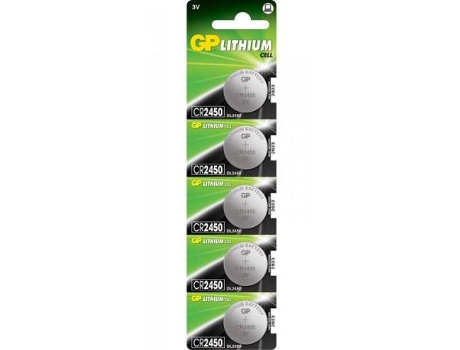 Gp pilas litio 5 pilas boton (cr2450-b5 gp)  3,0v-610 mah g076
