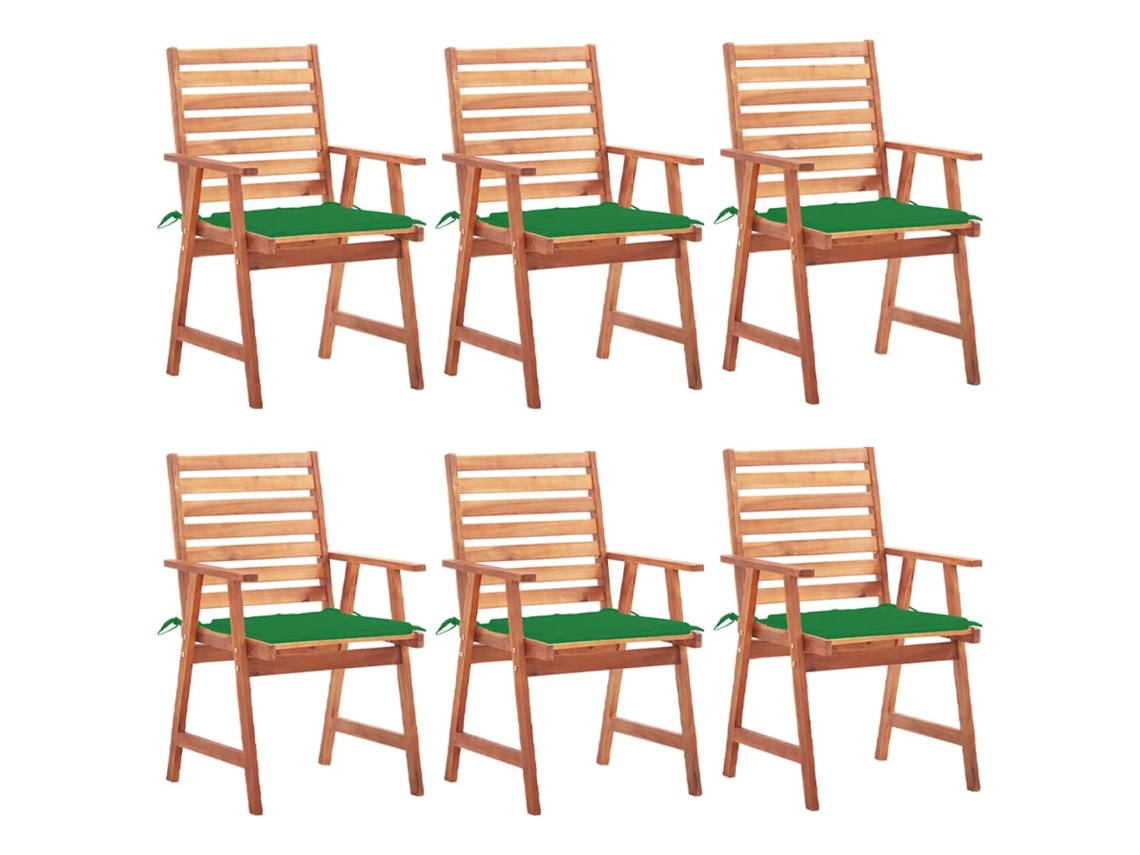 Vidaxl Cadeiras De Jantar P/ Jardim 6 Pcs C/ Almofadões Acácia Maciça