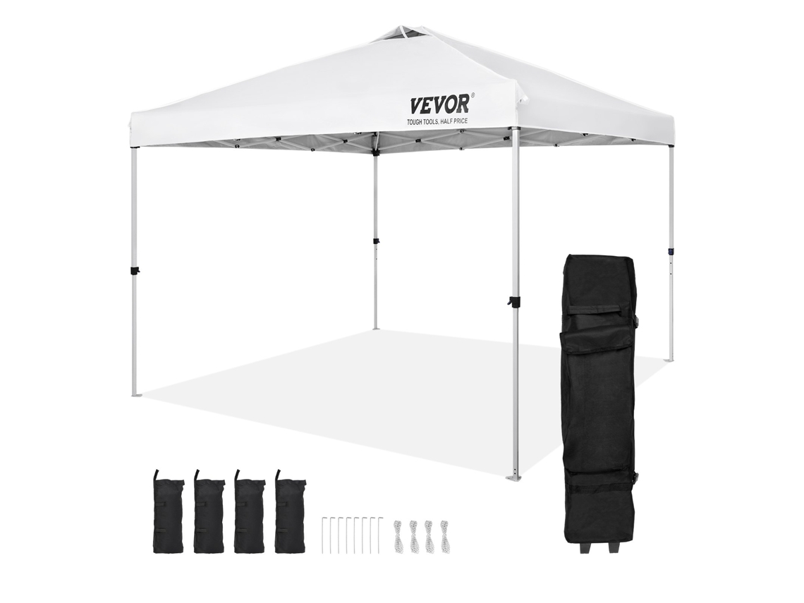 Tenda Gazebo Emergente 304,8x304,8 Cm Para Acampar Na Praia Com Bolsa, Branca Vevor