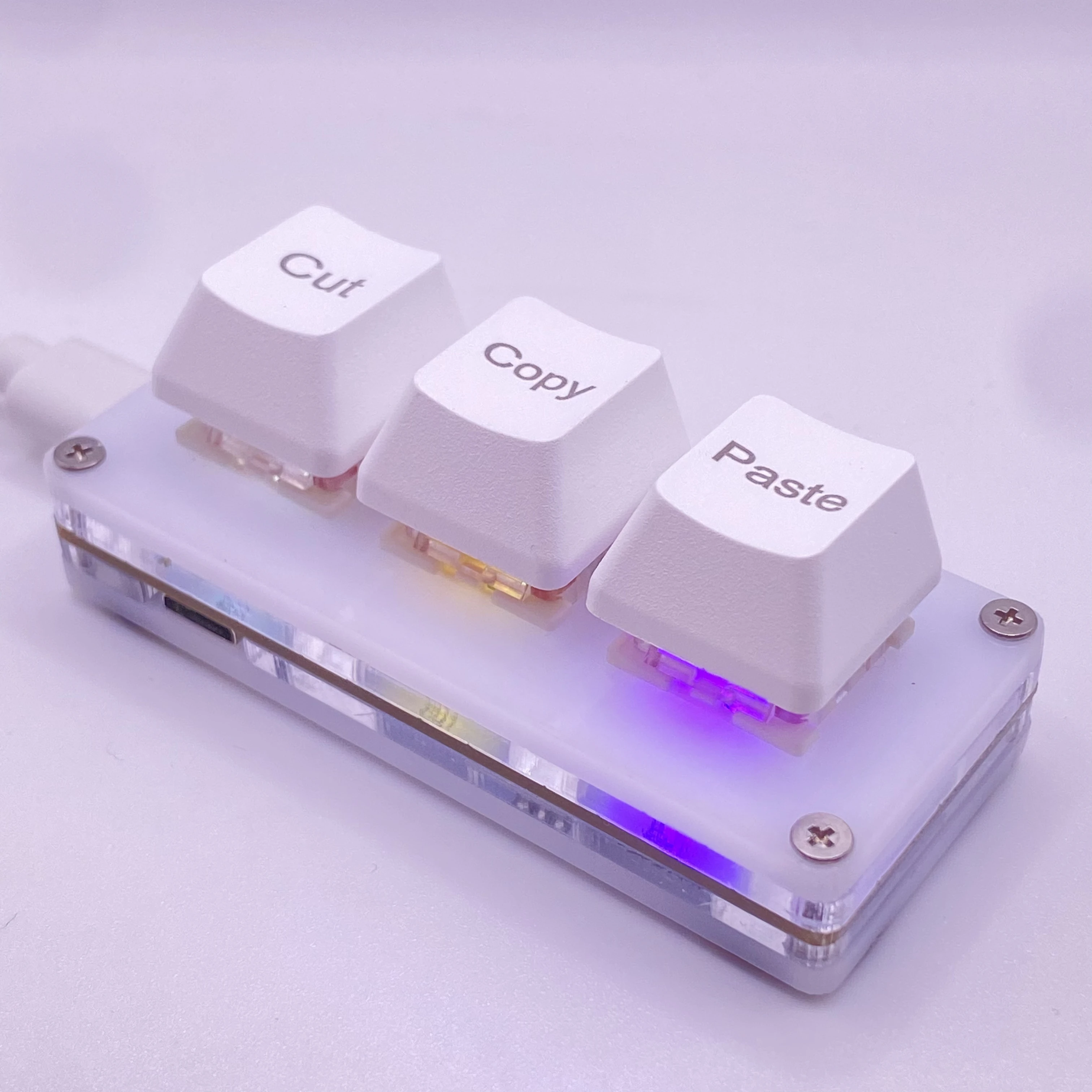 (branco) Mini Tecla De Atalho Ctrl+xcv Com Três Botões Para Recortar, Copiar E Colar