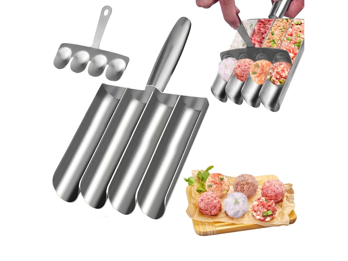 Máquina De Almôndegas 4 Em 1, Aço Inoxidável, Prata, 1 Conjunto