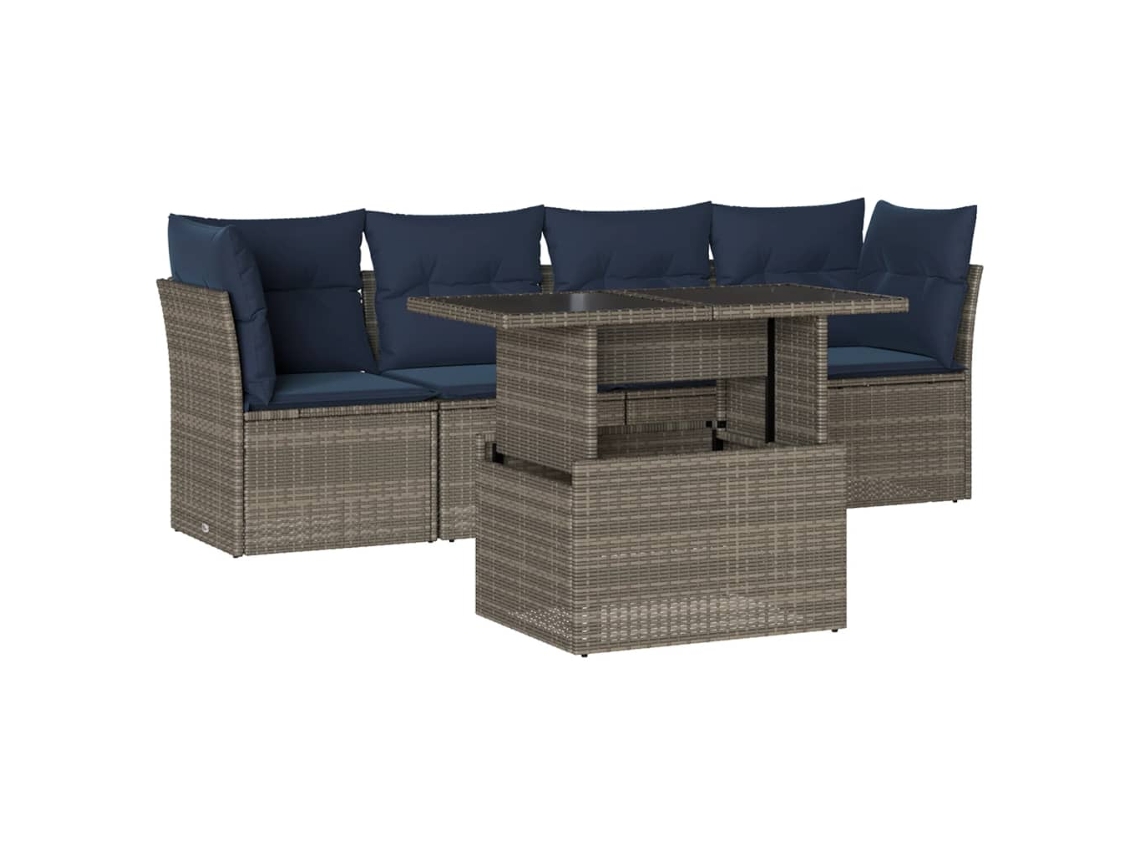 Conjunto de Sofá de Jardim, 5 Peças, Almofadas, Rattan Cinza MAISON EXCLUSIVE