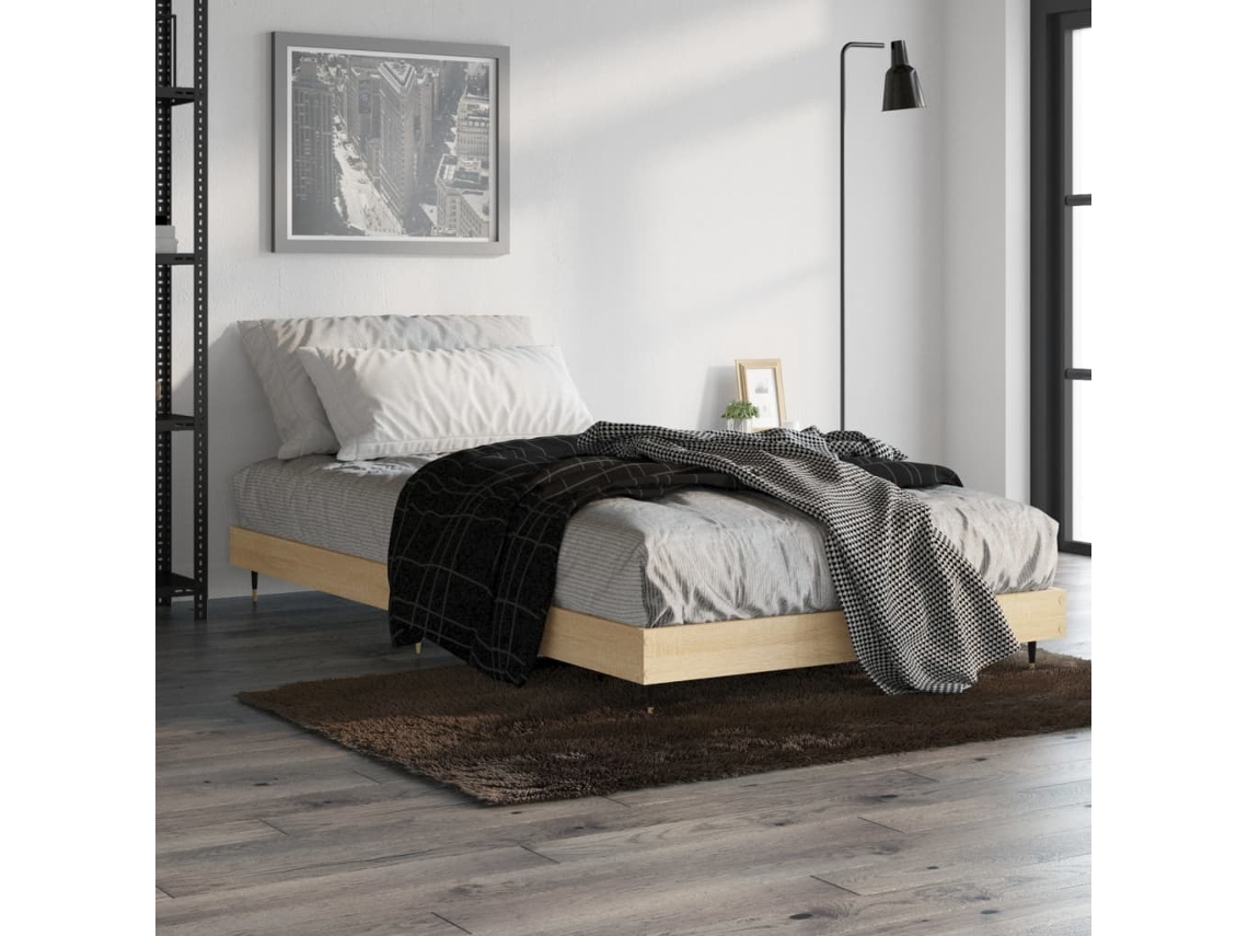 Vidaxl Estrutura Cama S/ Colchão Derivados De Madeira Carvalho Sonoma