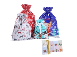 Saco De Presente Com Cordão Decoração Natal Estoque Novo