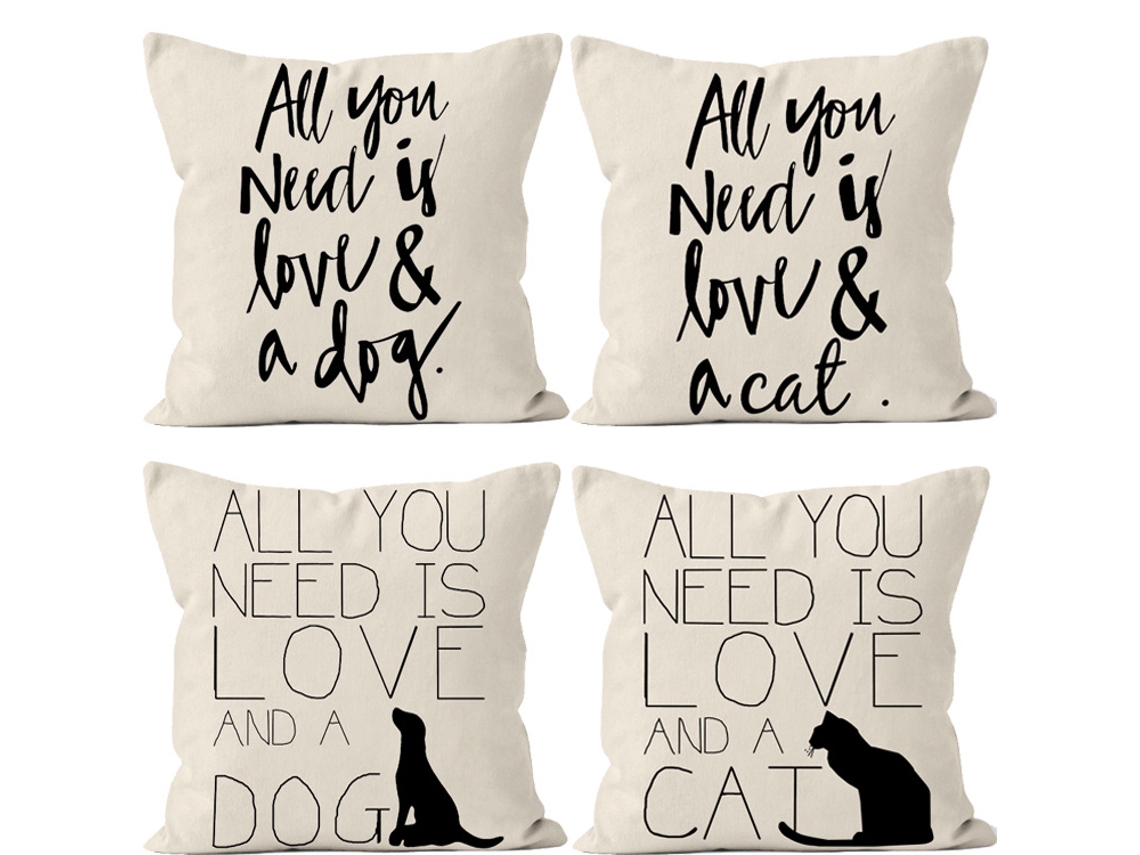 Conjunto De 4 Capas De Almofada Decorativas Capas De Almofada Em Linho