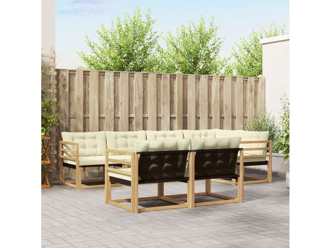 Vidaxl Conjunto De Sofás Para Exterior 7 Pcs Branco E Creme