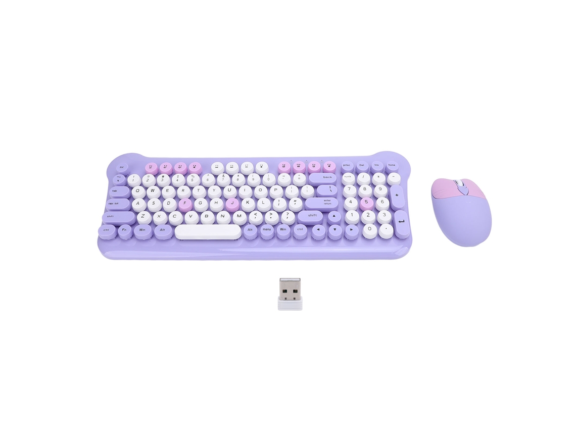 Kit De Teclado E Mouse Sem Fio Roxo