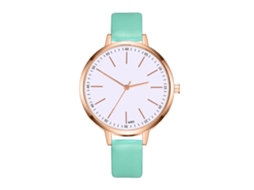 Relógio de Pulso Feminino de Moda com Pulseira de Couro Pu Quartzo Mostrador Redondo Menta