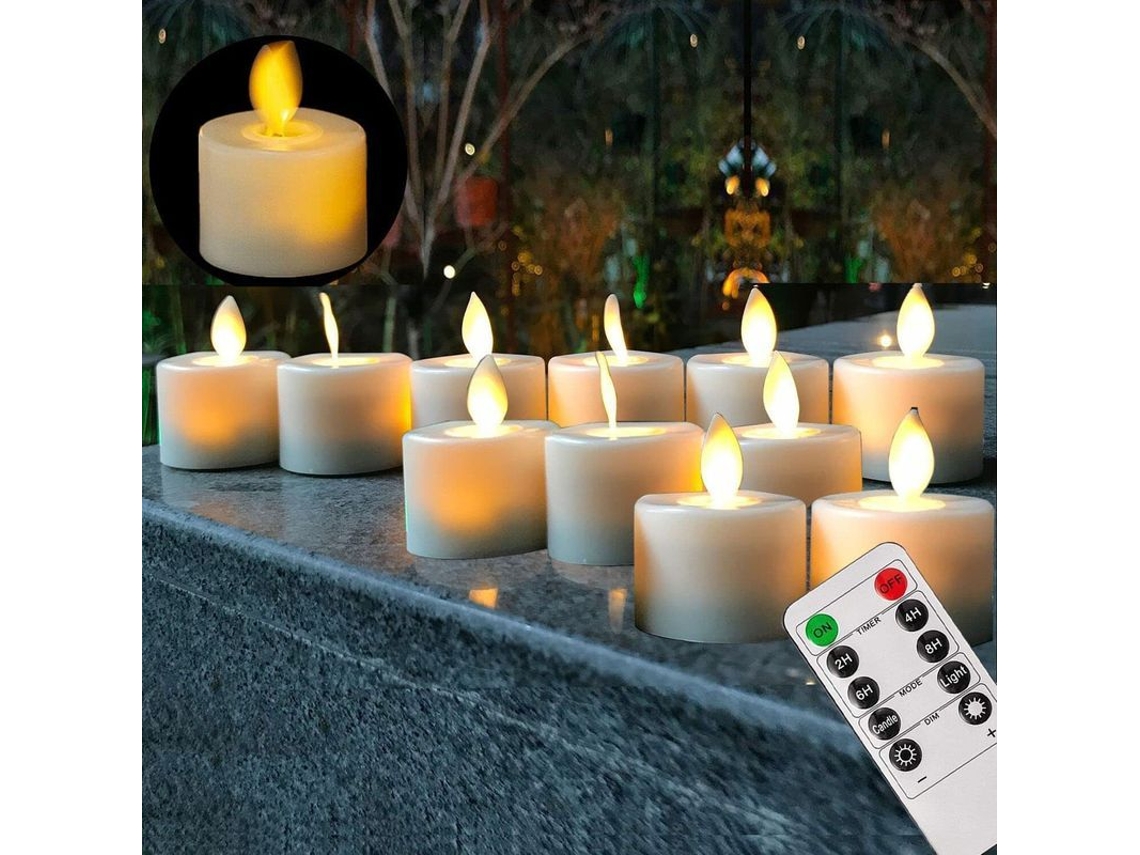 Velas de Chá Nova Line, LED, flameless, 12 peças, com pisca, festas de Natal e Halloween | S/MARCA