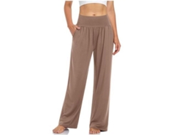 2026 pantalones Deportivos Mujer de Yoga Sueltos Alto Talle Con Bolsillos Cómodos para Entrenamiento Y Descanso S Café Claro