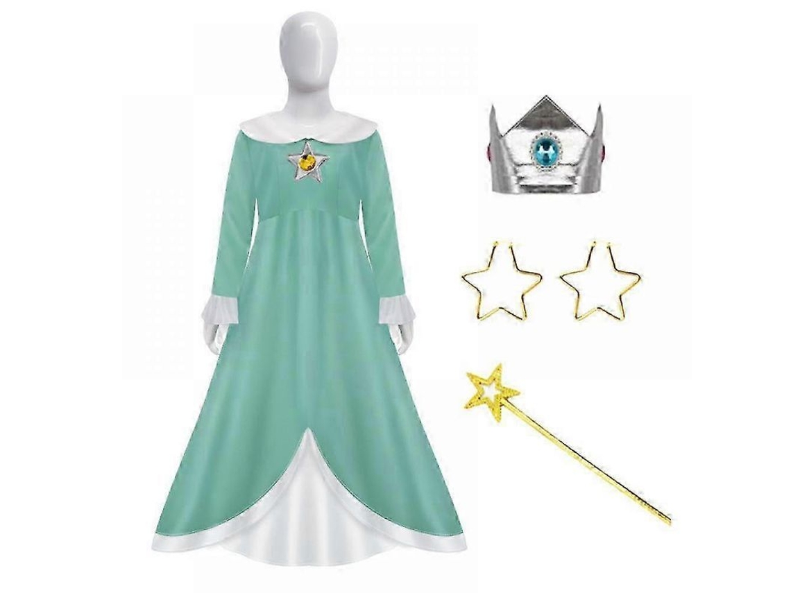 Traje de Princesa Peach com Acessórios para Meninas