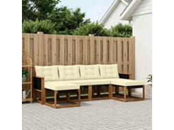 Vidaxl Conjunto De Sofás Para Exterior 6 Unid. Natural E Creme