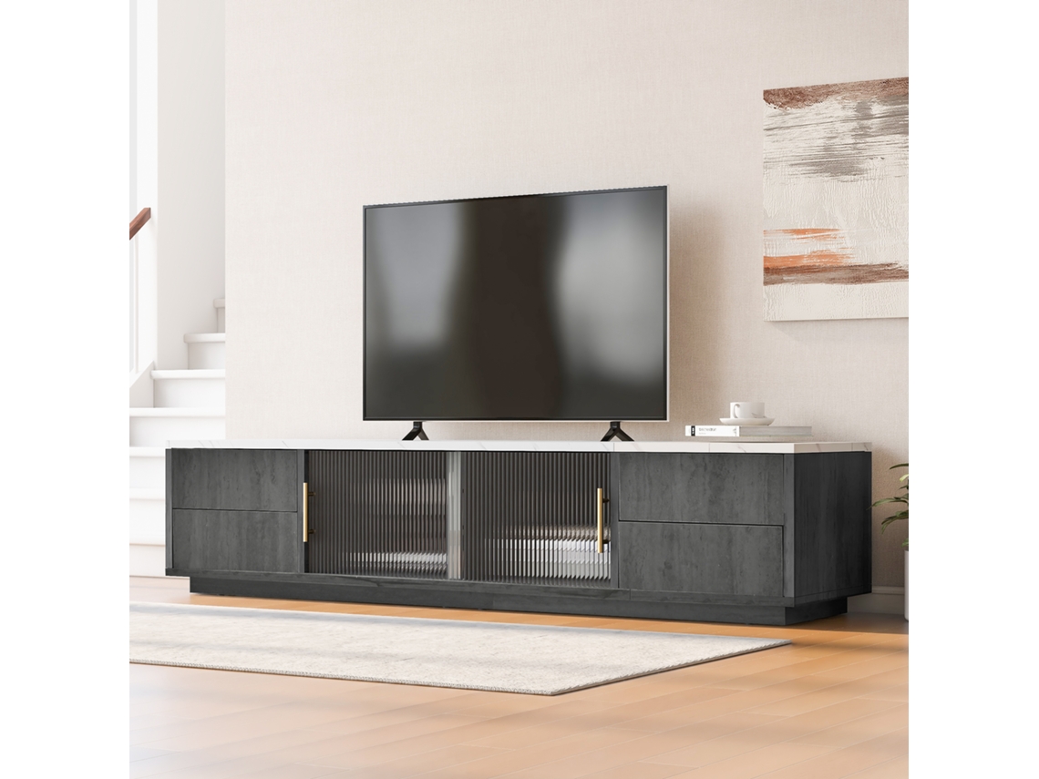 Armário Tv 175x38x50cm, 4 Portas, Madeira Vintage.-zz