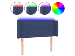 Cabeceira de Cama com Luzes Led Tecido Azul MAISON EXCLUSIVE (93x16x78 cm)