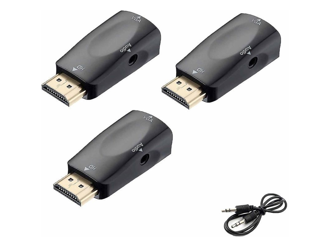 Adaptador HDMI para VGA YURU, sem fio, 3 peças, 1080p