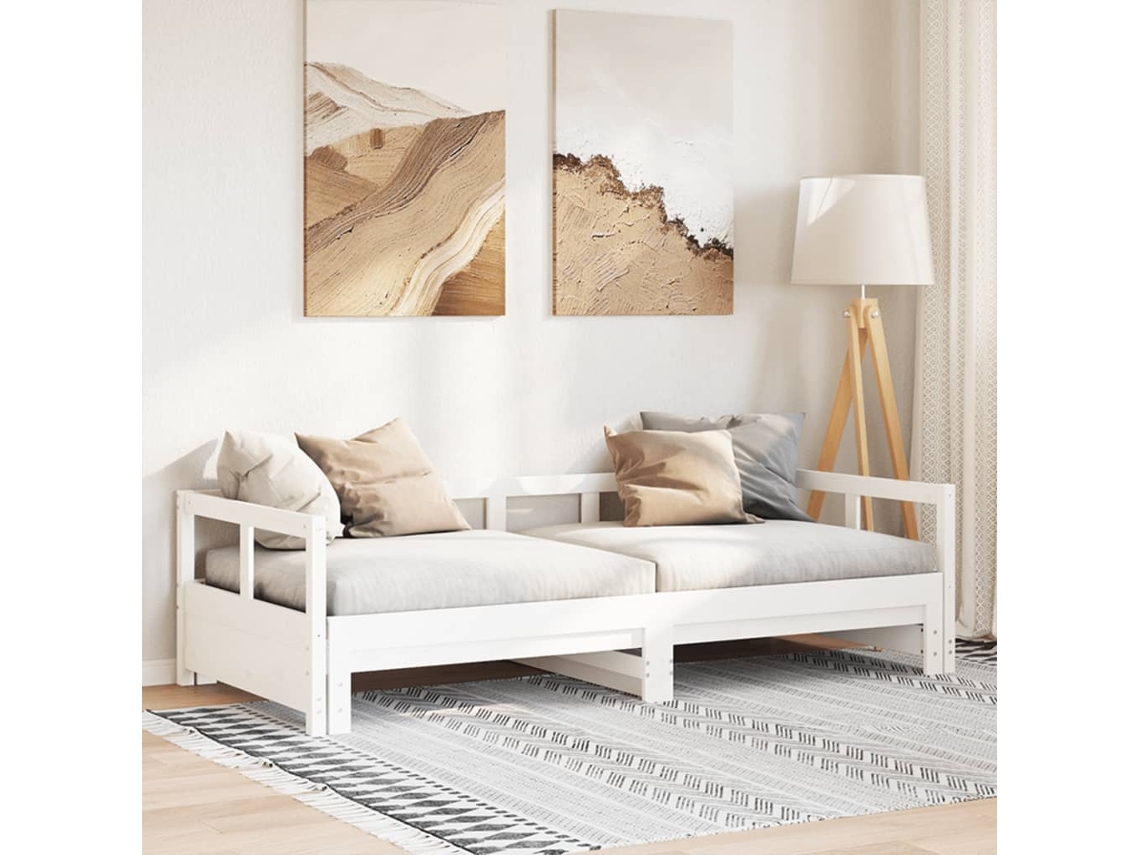 Vidaxl Sofá-cama Sem Colchão 90x200 Cm Madeira De Pinho Maciça Branco