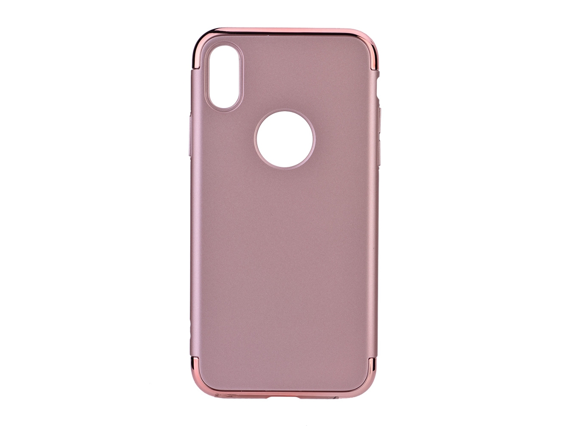 Capa de Telefone para iPhone X, PC, com acabamento dourado rosa, antichoque