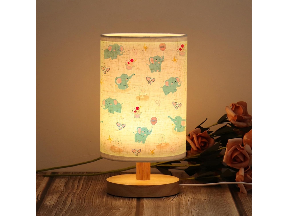 Luminária Noturna Elefante Infantil, 3 Cores Com Intensidade