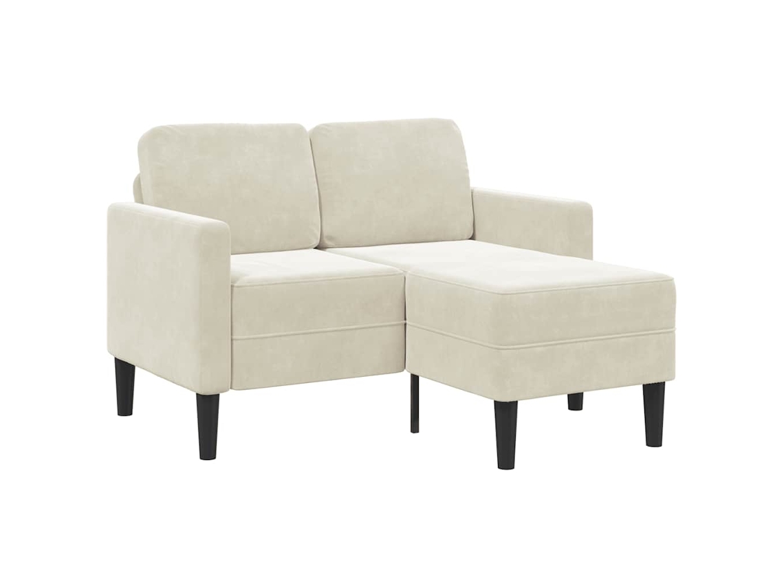 Sofá 2 Lugares Vidaxl Creme Veludo (125 Cm)