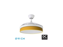 Ventilador Dc Fashion 72W Branco/Amarelo 3 Lâminas FABRILAMP FABRILAMP