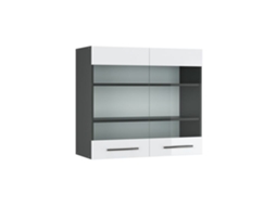 Armário de cozinha Fame-Line com vidro alto, 80 cm, branco alto brilho, Vicco