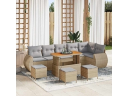 Vidaxl Conjunto De Sofá De Jardim 10 Unid. Bege Vime Pe