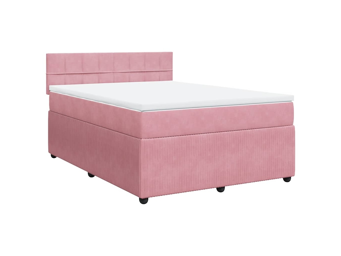 Cama com Molas/colchão 140x200 Cm Veludo Rosa MAISON EXCLUSIVE