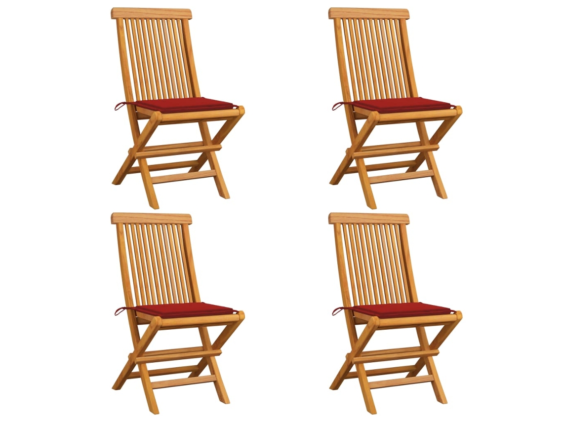Folding Chair, Folding Chairs Vidaxl Vermelho Teca (n/a)