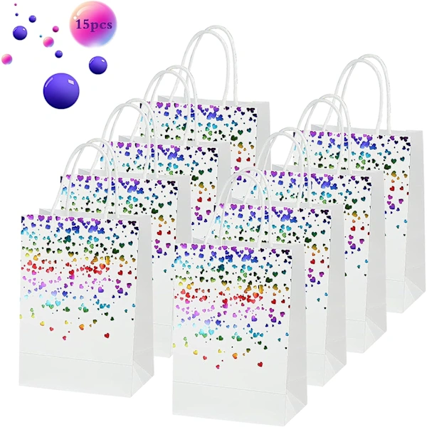/ea/15 Unidades De Sacolas De Papel Kraft, Sacolas De Presente De Papel, Sacolas Kraft Com Alças Aquaforge